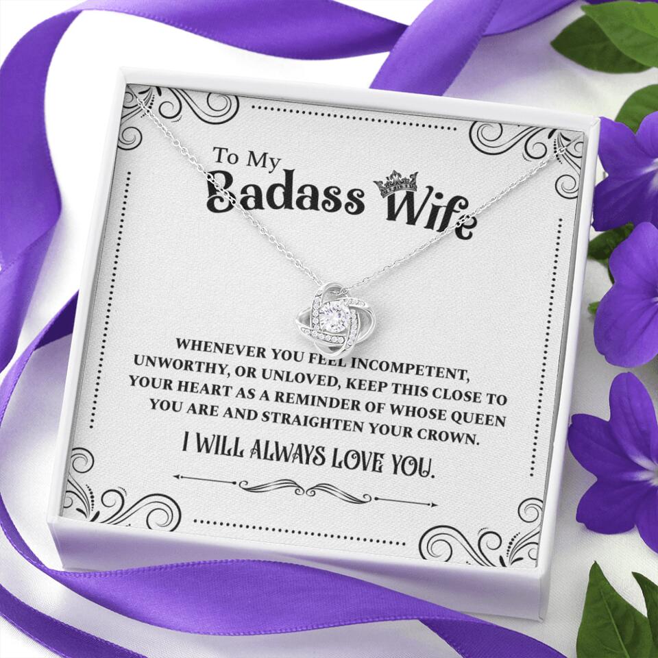 Meaningful Message To My Badass Wife Girlfriend Custom Necklace Anniversary Gift For Her