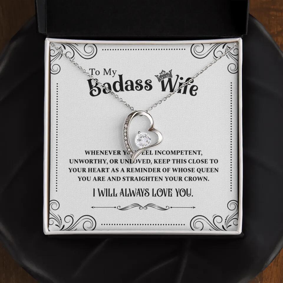 Meaningful Message To My Badass Wife Girlfriend Custom Necklace Anniversary Gift For Her