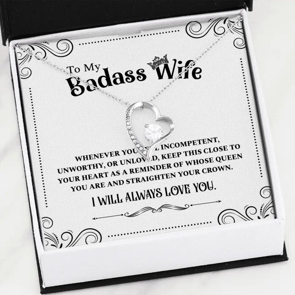 Meaningful Message To My Badass Wife Girlfriend Custom Necklace Anniversary Gift For Her