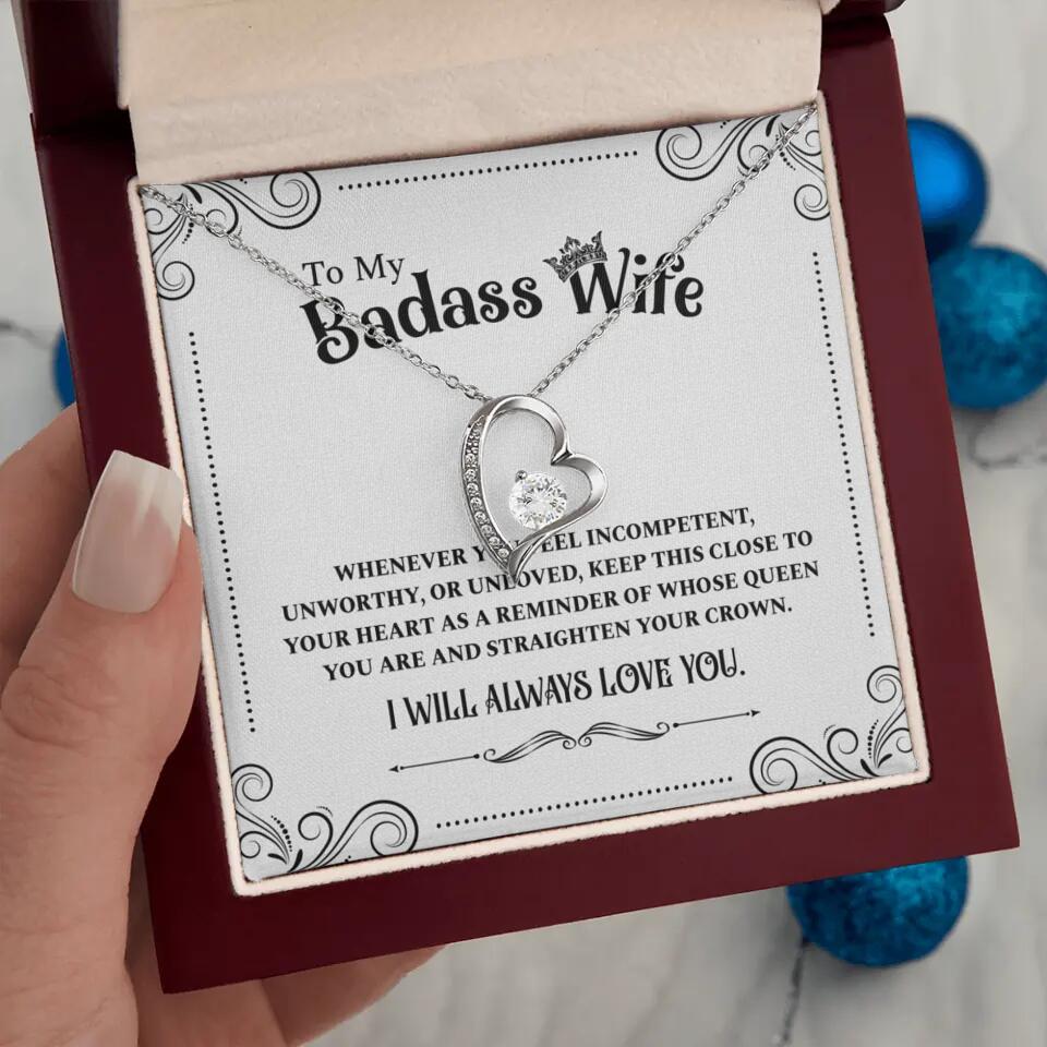 Meaningful Message To My Badass Wife Girlfriend Custom Necklace Anniversary Gift For Her