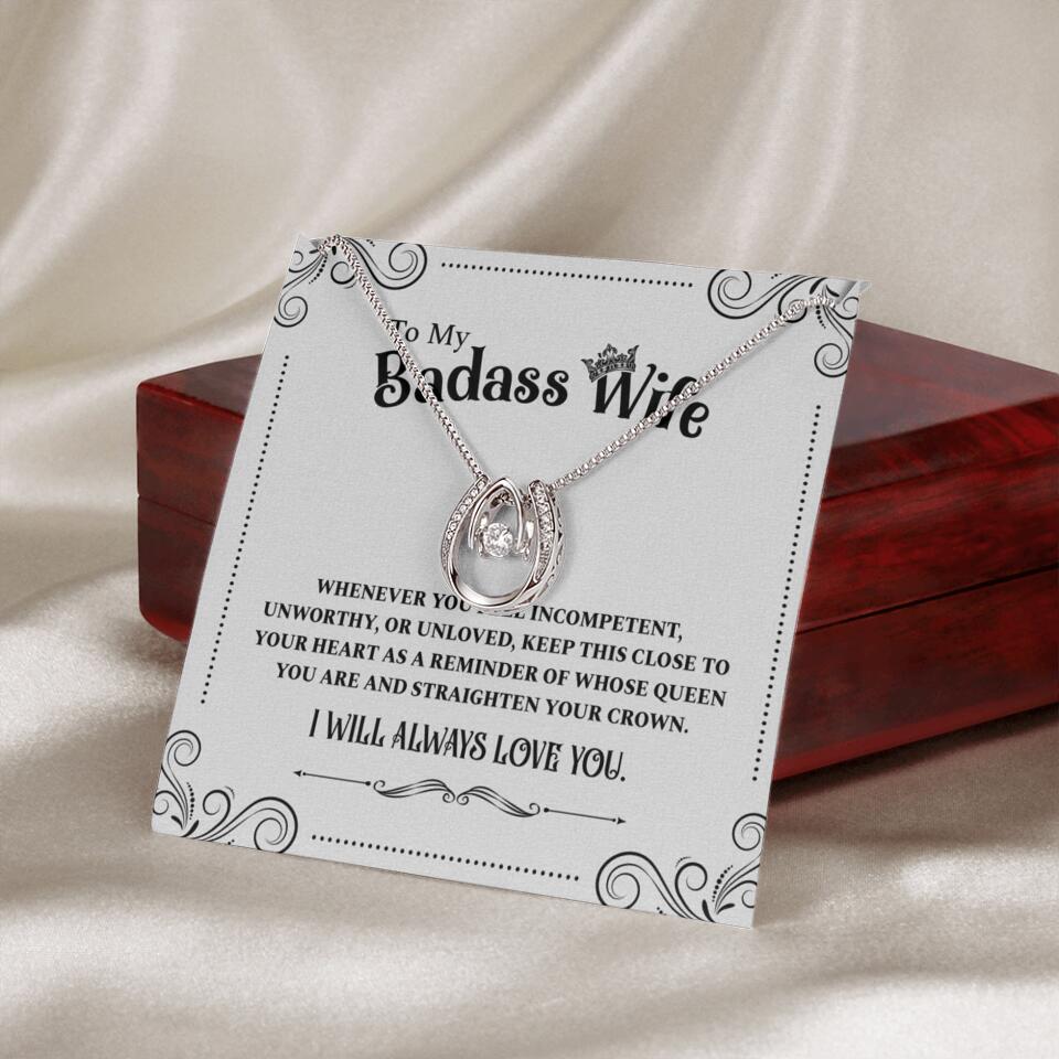 Meaningful Message To My Badass Wife Girlfriend Custom Necklace Anniversary Gift For Her