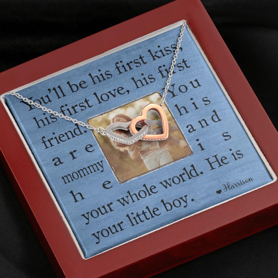 You'll Be His First Kiss You Are His Mommy - Best Meaningful Gift For Mom For Her - White Gold Necklace For Christmas - 210IHPNPJE460