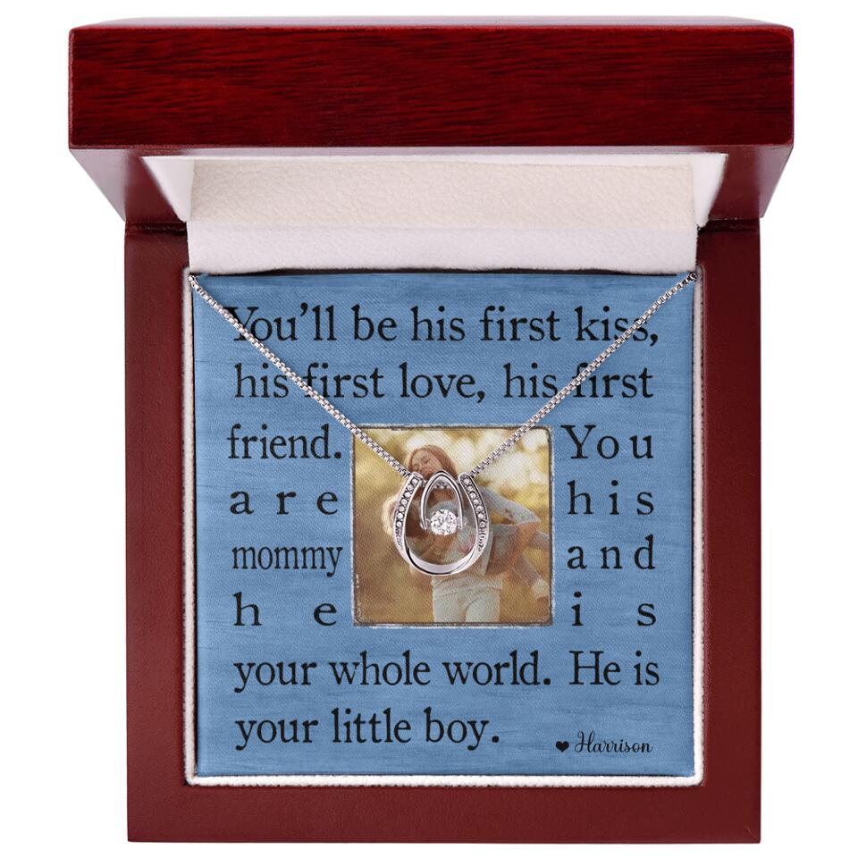 You'll Be His First Kiss You Are His Mommy - Best Meaningful Gift For Mom For Her - White Gold Necklace For Christmas - 210IHPNPJE460