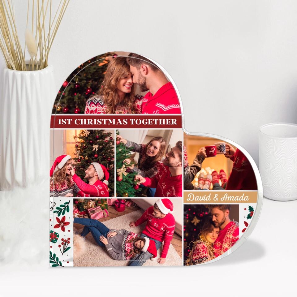 1st Christmas Together - Personalized Photo & Names - Custom Heart Acrylic Plaque - Best Christmas for Couple/Mr&Mrs - 210ICNBNAP100