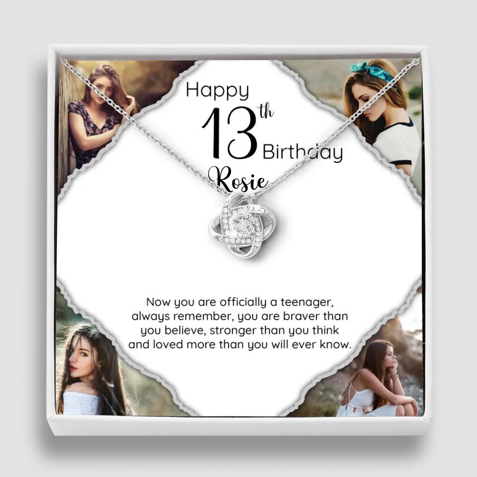 Happy 13th Birthday - Personalized Upload Photo White Gold Necklace - Best Gift For Her - For Daughter - Niece - 18th 20th Birthday for Girls- 210ICNNPJE055