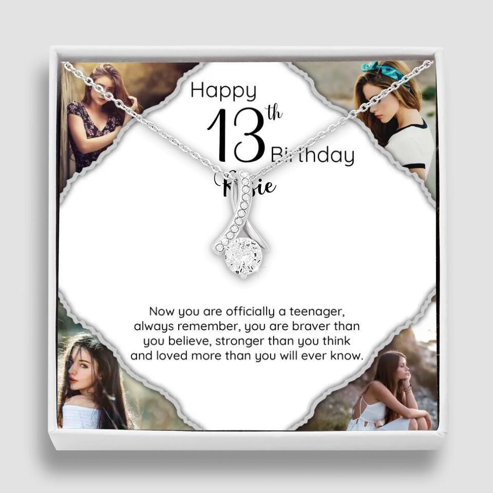 Now You Are Officially A Teenager - Personalized White Gold Necklace - 13th Birthday Gift For Her