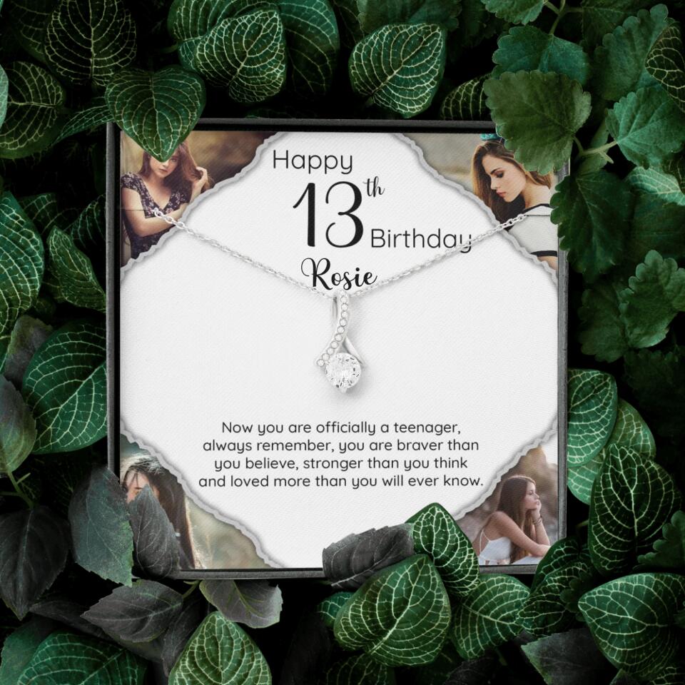 Now You Are Officially A Teenager - Personalized White Gold Necklace - 13th Birthday Gift For Her