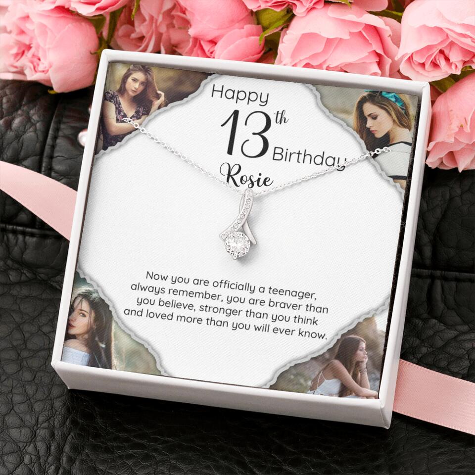 Happy 13th Birthday - Personalized Upload Photo White Gold Necklace - Best Gift For Her - For Daughter - Niece - 18th 20th Birthday for Girls- 210ICNNPJE055