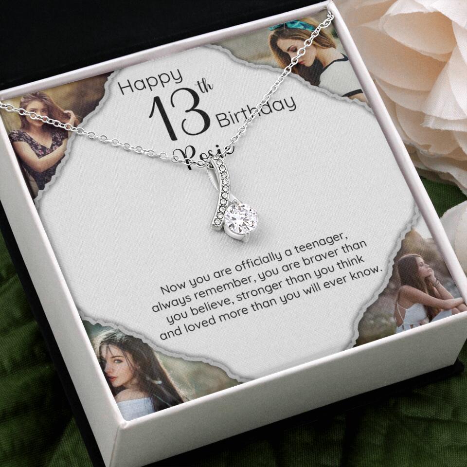 Now You Are Officially A Teenager - Personalized White Gold Necklace - 13th Birthday Gift For Her