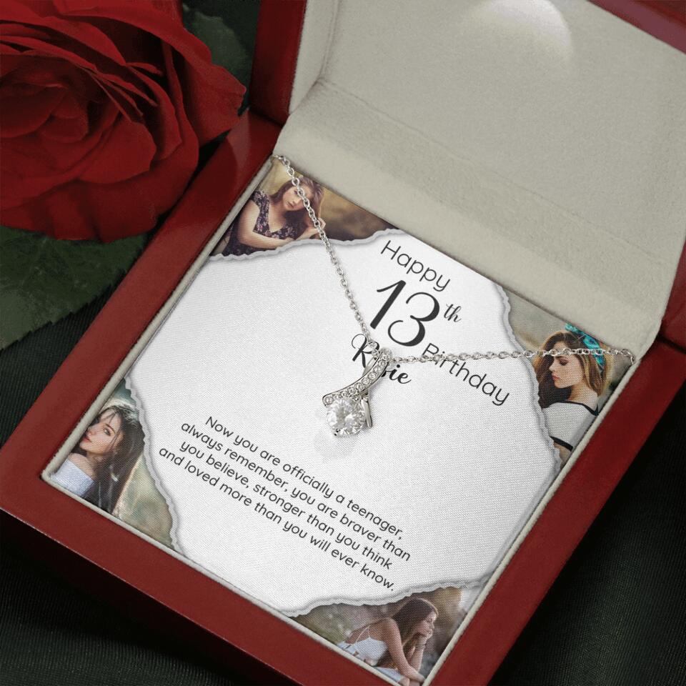 Now You Are Officially A Teenager - Personalized White Gold Necklace - 13th Birthday Gift For Her