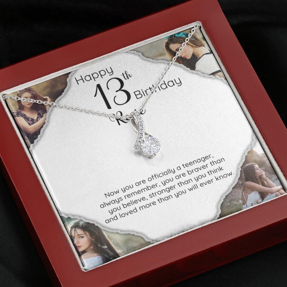 Now You Are Officially A Teenager - Personalized White Gold Necklace - 13th Birthday Gift For Her