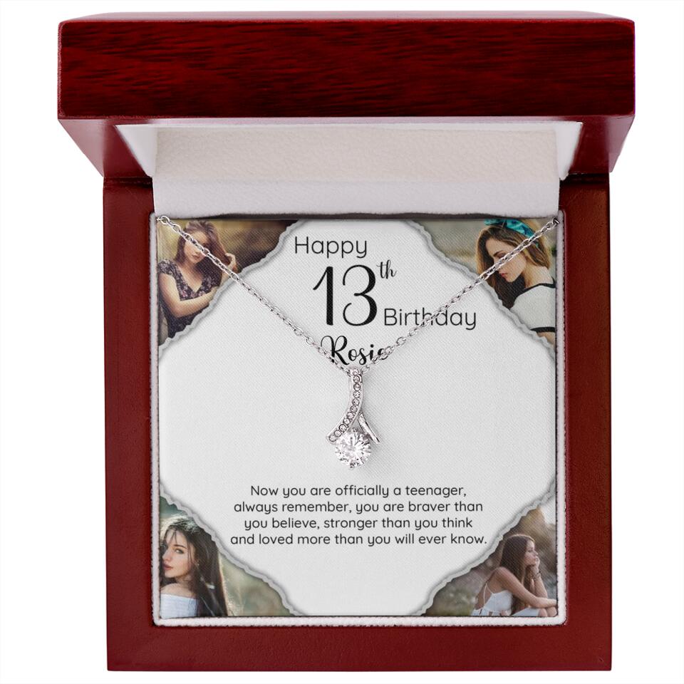 Now You Are Officially A Teenager - Personalized White Gold Necklace - 13th Birthday Gift For Her