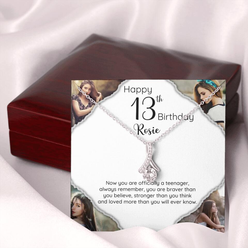 Now You Are Officially A Teenager - Personalized White Gold Necklace - 13th Birthday Gift For Her