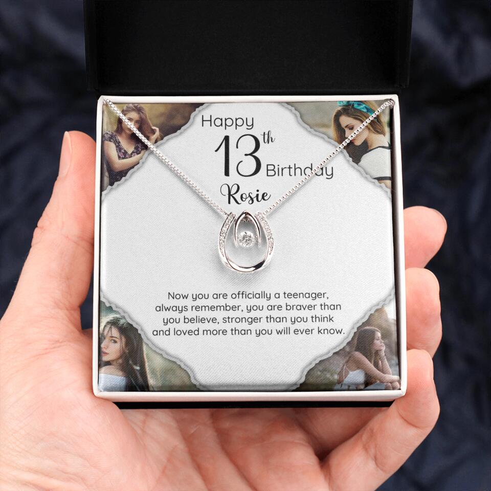 Now You Are Officially A Teenager - Personalized White Gold Necklace - 13th Birthday Gift For Her