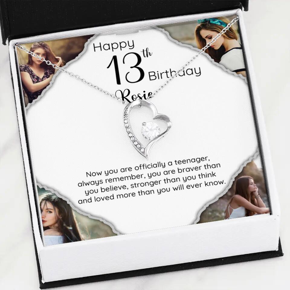 Now You Are Officially A Teenager - Personalized White Gold Necklace - 13th Birthday Gift For Her