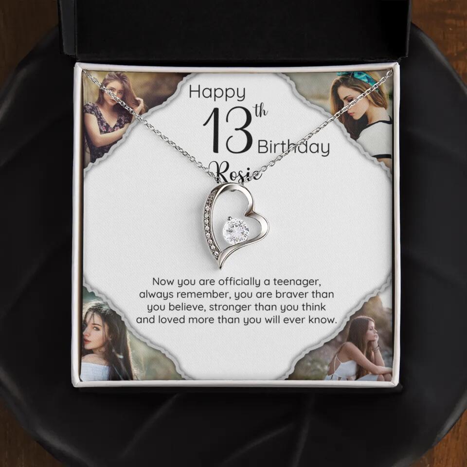 Now You Are Officially A Teenager - Personalized White Gold Necklace - 13th Birthday Gift For Her