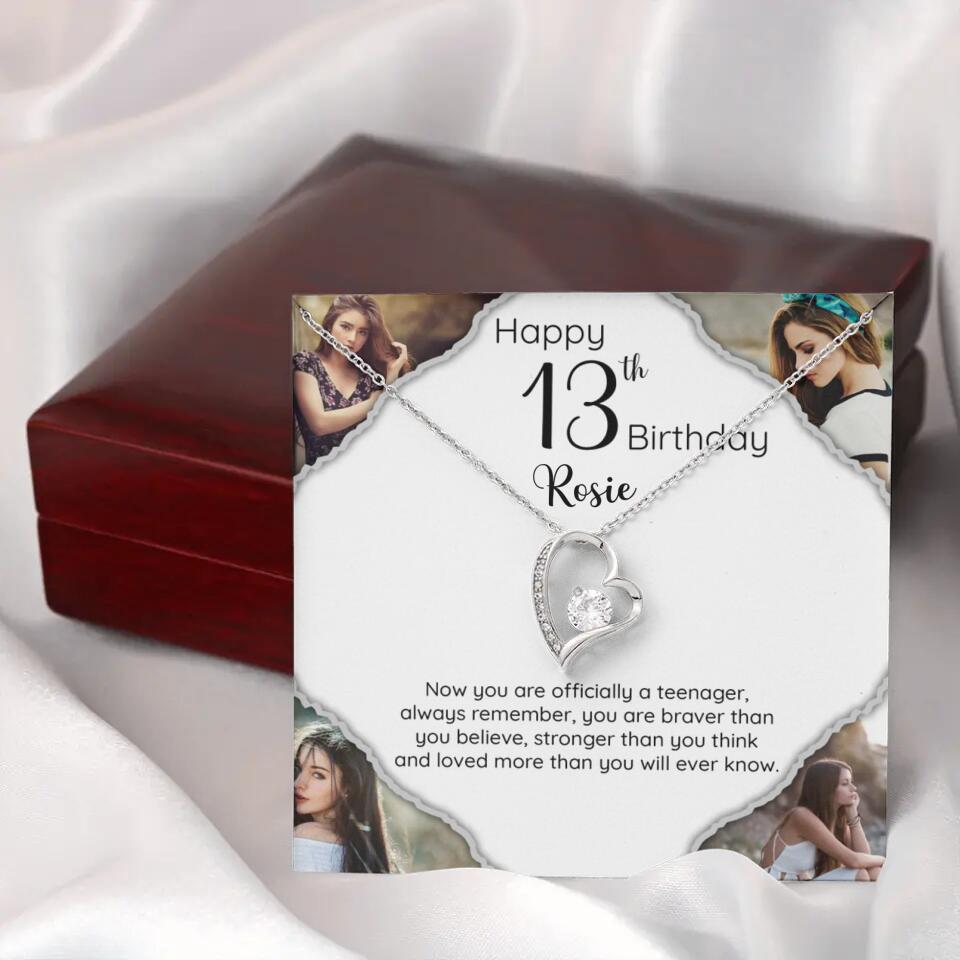Now You Are Officially A Teenager - Personalized White Gold Necklace - 13th Birthday Gift For Her