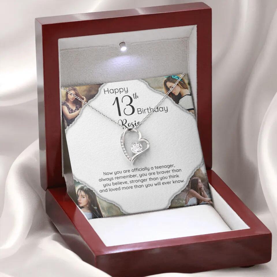 Now You Are Officially A Teenager - Personalized White Gold Necklace - 13th Birthday Gift For Her