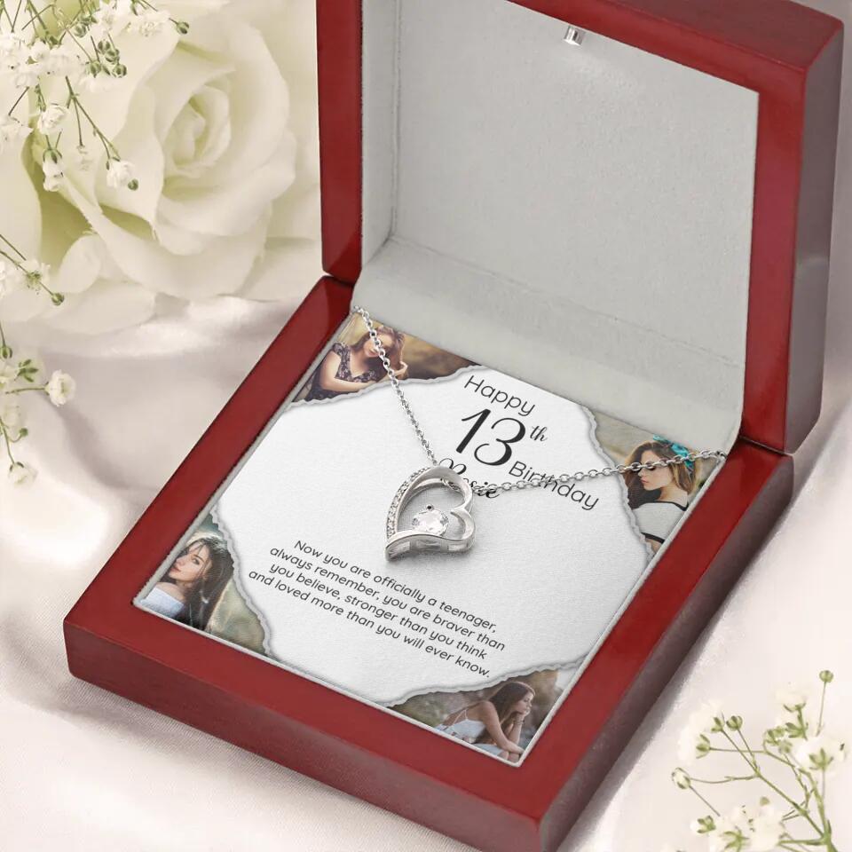 Now You Are Officially A Teenager - Personalized White Gold Necklace - 13th Birthday Gift For Her