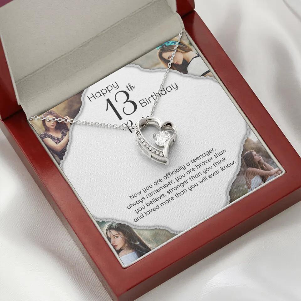 Now You Are Officially A Teenager - Personalized White Gold Necklace - 13th Birthday Gift For Her