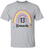 13th Birthday Shirt - Thirteen Birthday Shirts - Birthday Rainbow Girl Tshirt - Custom Birthday T-shirt/Personalized Name & Age - 13th Birthday Gift For Girl - 210ICNUNTS052