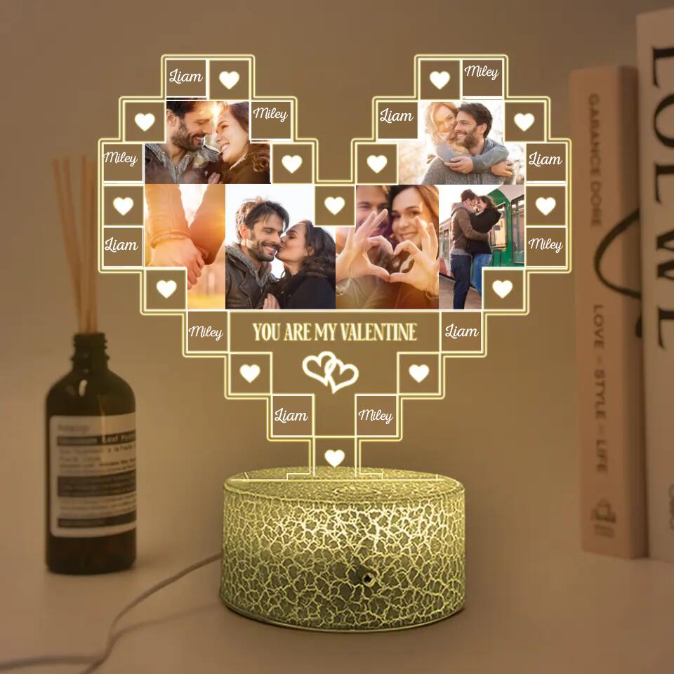 You Are My Valentine - Personalized Printed Night Light - Custom Name and Photo