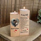 To My Wife Thank You for Being a Great Life Partner I Love You Forever & Always - Personalized Photo & Names - Custom Wood Candle Holder - Gift for Wife - 210ICNNPSC056