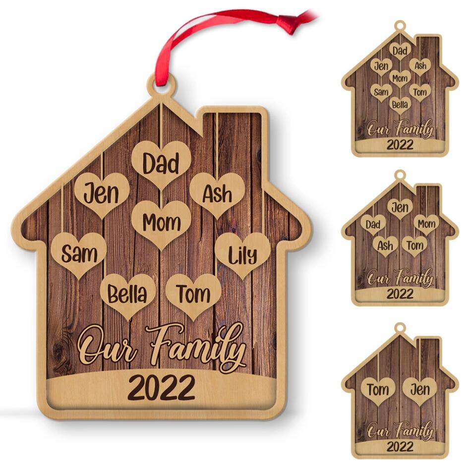 Our Family 2025 - Personalized Wooden Ornament with Names - Christmas Unity Gift for Family Members