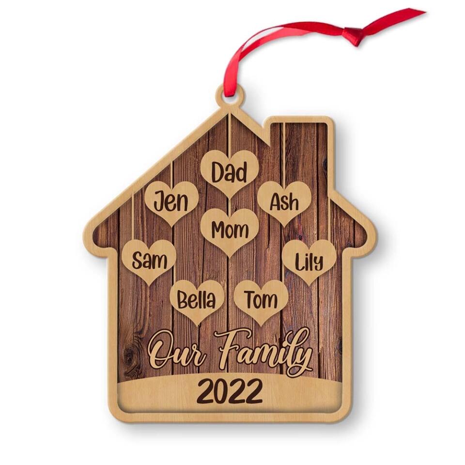 Our Family 2025 - Personalized Wooden Ornament with Names - Christmas Unity Gift for Family Members