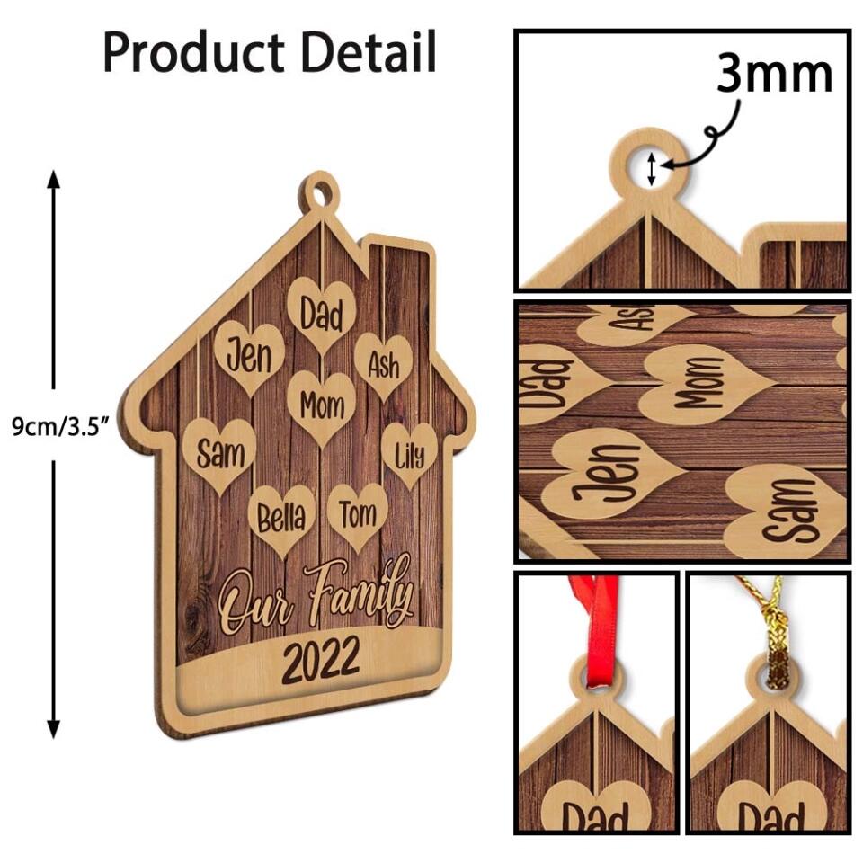 Our Family 2025 - Personalized Wooden Ornament with Names - Christmas Unity Gift for Family Members