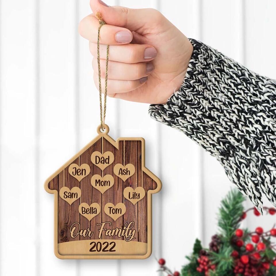 Our Family 2025 - Personalized Wooden Ornament with Names - Christmas Unity Gift for Family Members