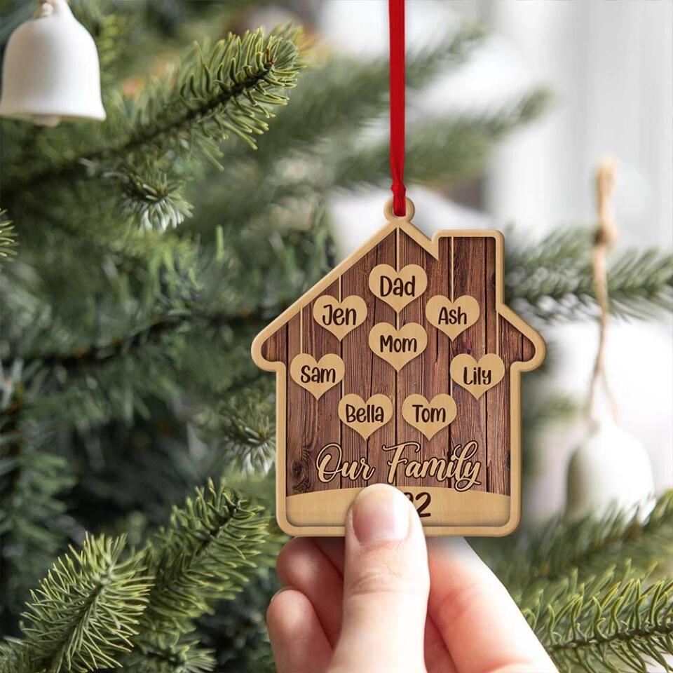 Our Family 2025 - Personalized Wooden Ornament with Names - Christmas Unity Gift for Family Members