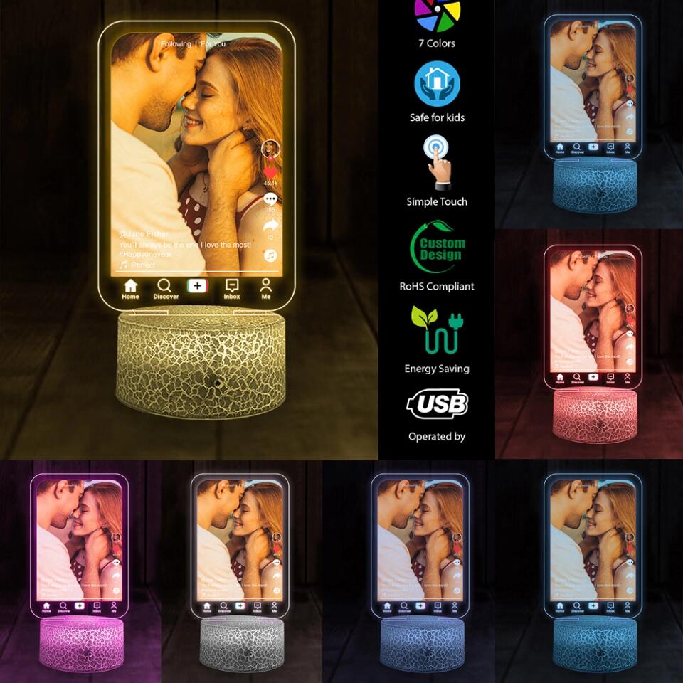 You'll Always Be the One I Love The Most - Personalized Photo & Name - Custom Song Night Light - Gift for Couple