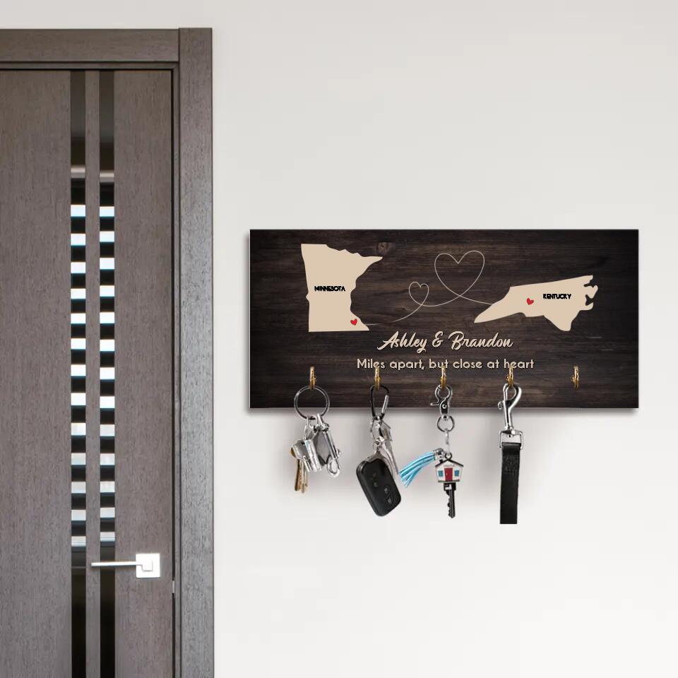 Personalized Valentine Gifts - Miles Apart But Close At Heart Personalized Key Holder
