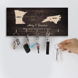 Miles Apart But Close At Heart - Personalized Custom Map Key Holder - Best Gift For Family For Friend For Couple On Anniversary Valentine - 210IHNNPKH789