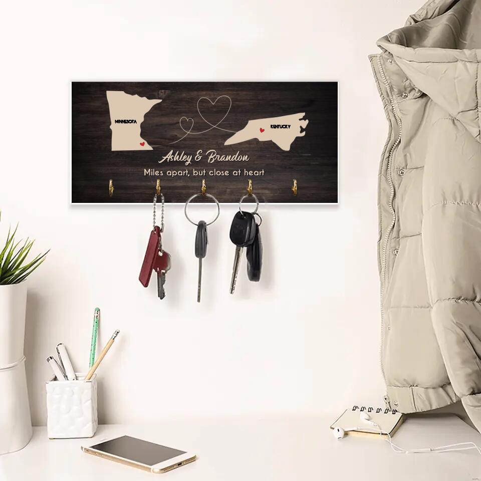 Personalized Valentine Gifts - Miles Apart But Close At Heart Personalized Key Holder