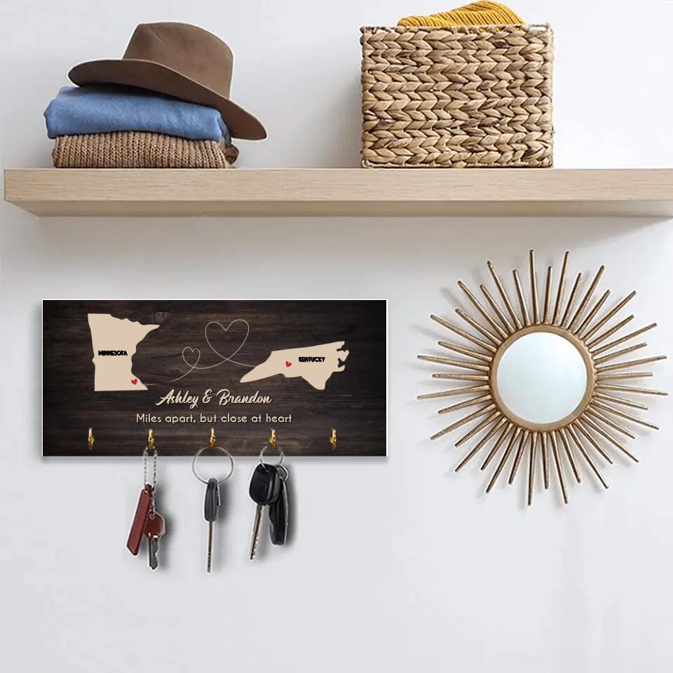 Personalized Valentine Gifts - Miles Apart But Close At Heart Personalized Key Holder