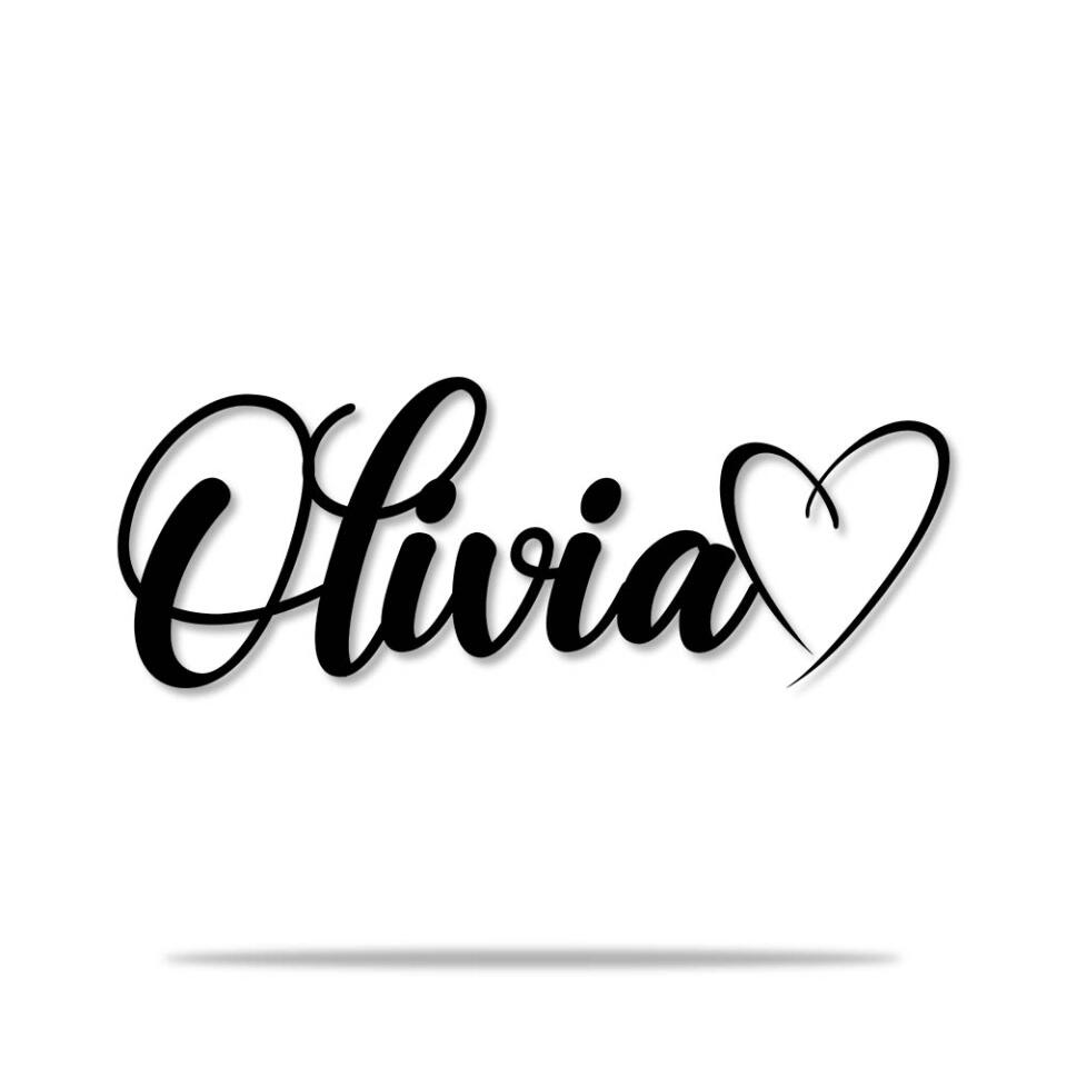 Custom Name With Heart Sign - Personalized Metal Sign