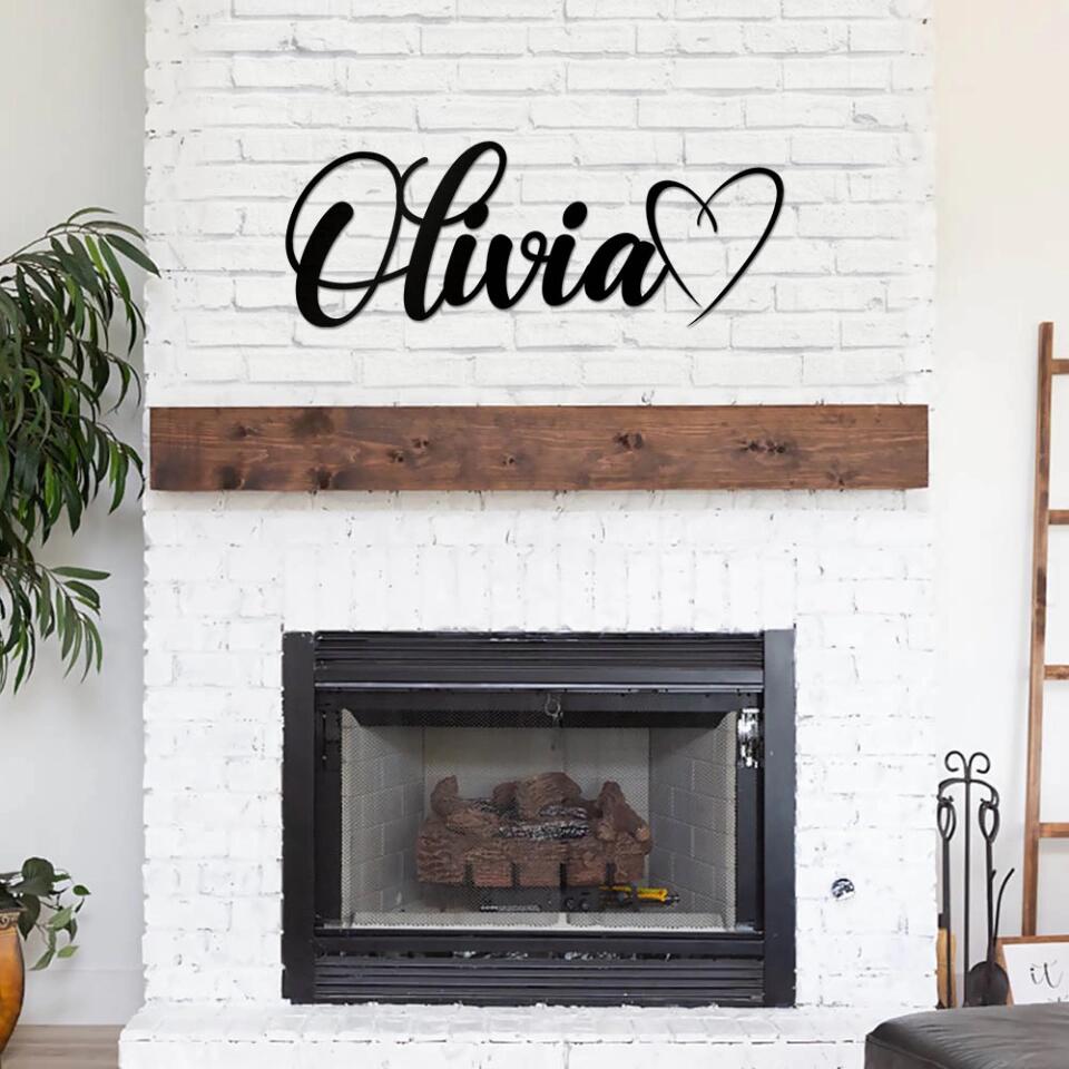 Custom Name With Heart Sign - Personalized Metal Sign
