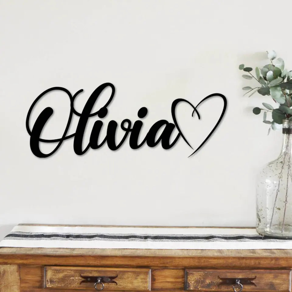 Custom Name With Heart Sign - Personalized Metal Sign