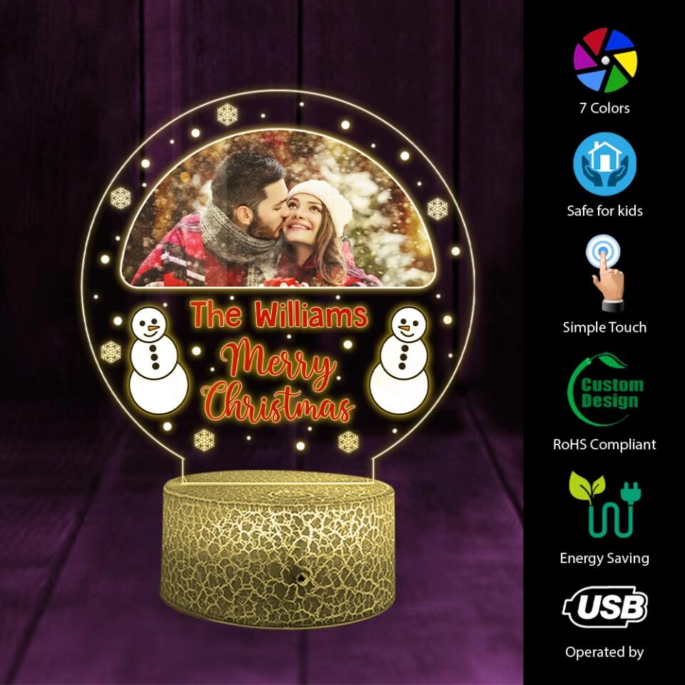 Custom Photo Christmas Lamp - Personalized Night Light with Image - Christmas Gift for Couples, Her Him