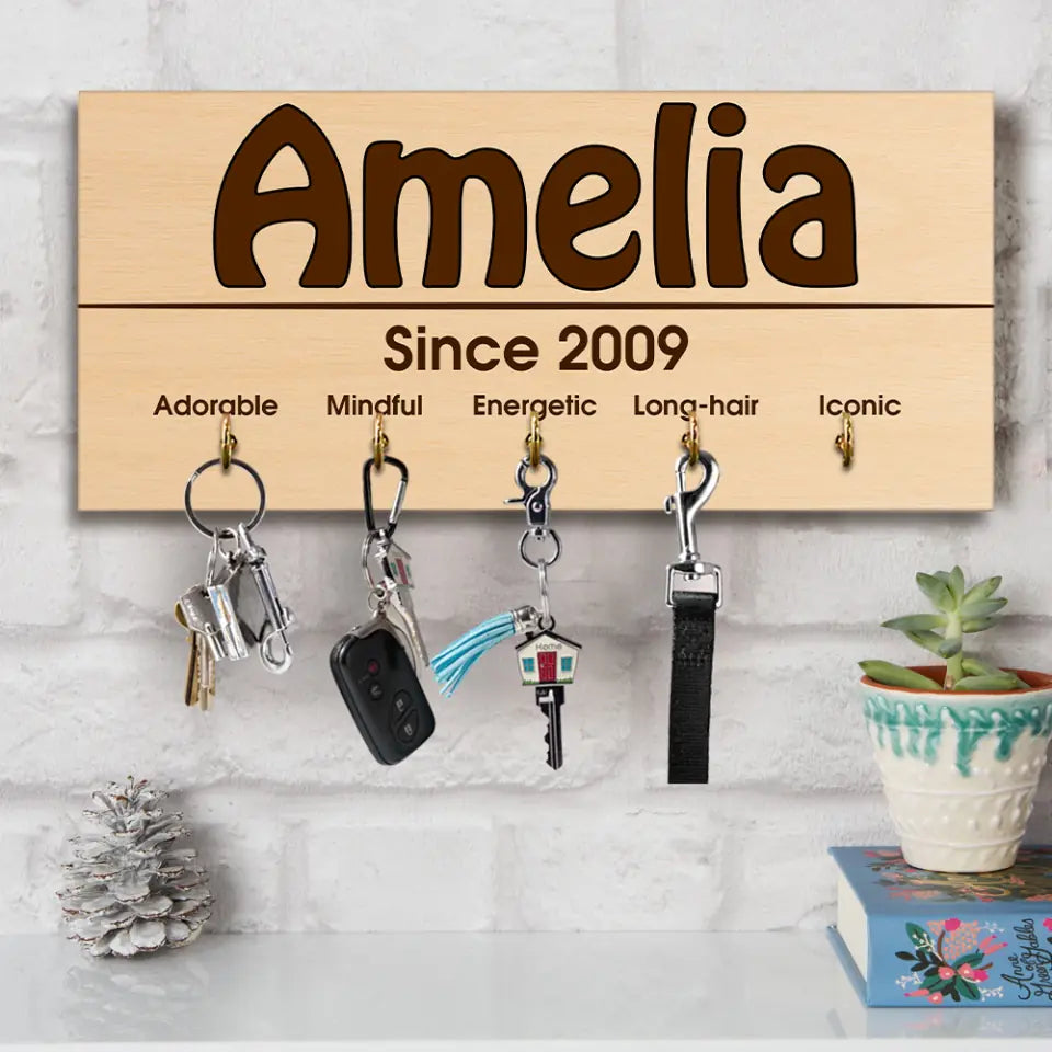 Since 2009 - Custom Name, Year and Personality - Personalized Key Holder - 13th Birthday Gift