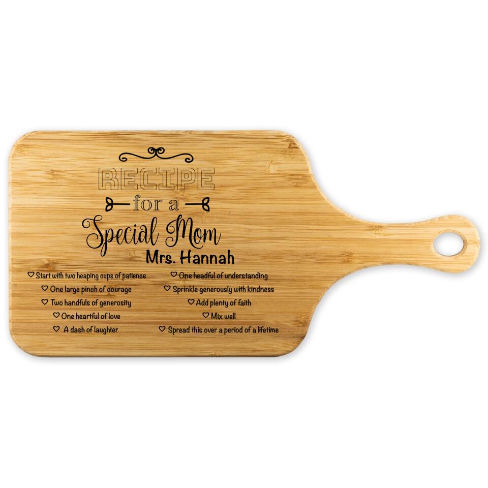 Recipe for a Special Mom - Personalized Name - Custom Wood Cutting Board - Best Gift for Mother's Day Mom's Birthday - 211ICNNPWB141