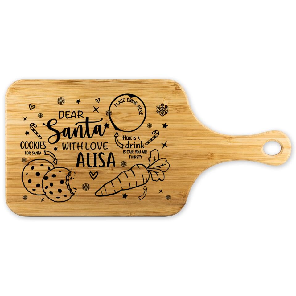 Dear Santa with Love, Place Drink Cookies for Santa - Personalized Wood Cutting Board