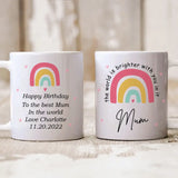 Happy Birthday for Mum - The World is Better with You In It - Personalized White Mug