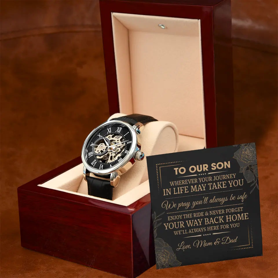 To Our Son We Pray You Will Always Be Safe - Personalized Luxury Men's Watch