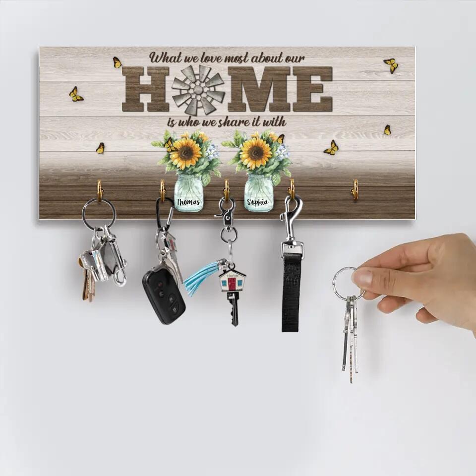 What We Love Most About Our Home - Personalized Key Holder - Gift For Family