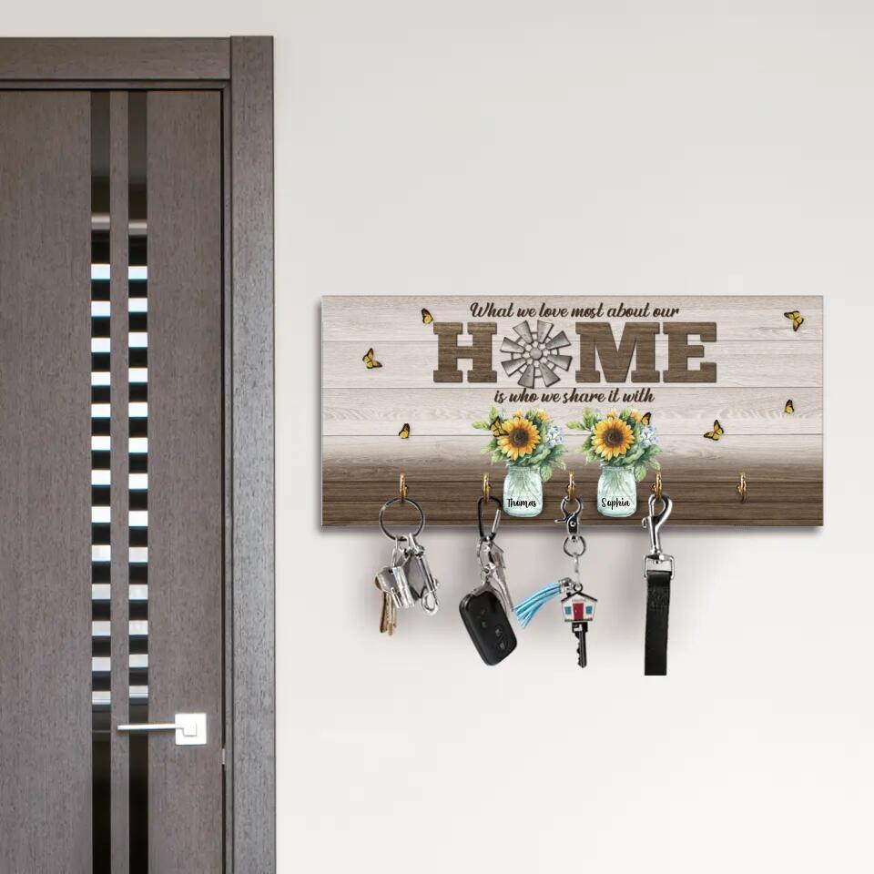 What We Love Most About Our Home - Personalized Key Holder - Gift For Family