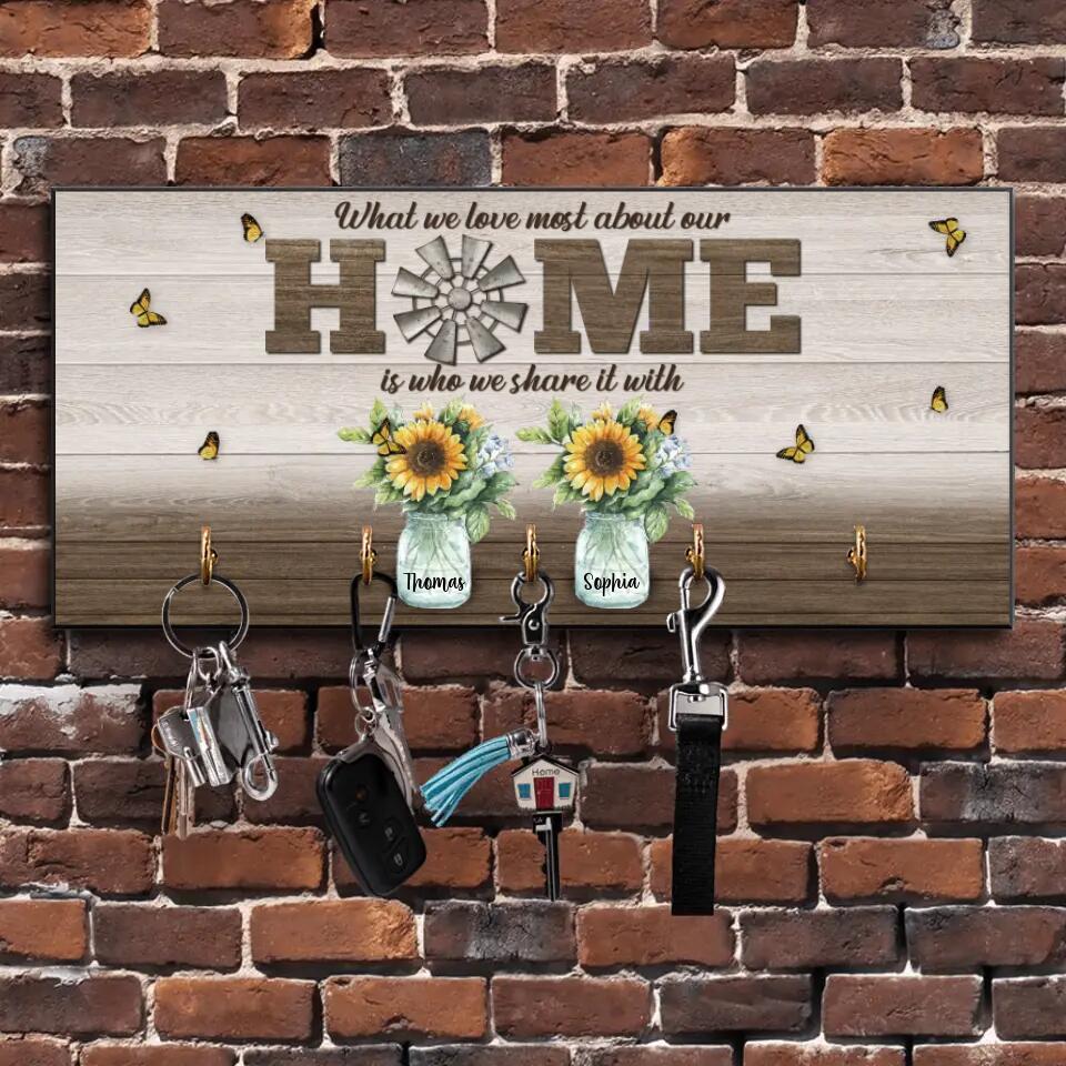 What We Love Most About Our Home - Personalized Key Holder - Gift For Family