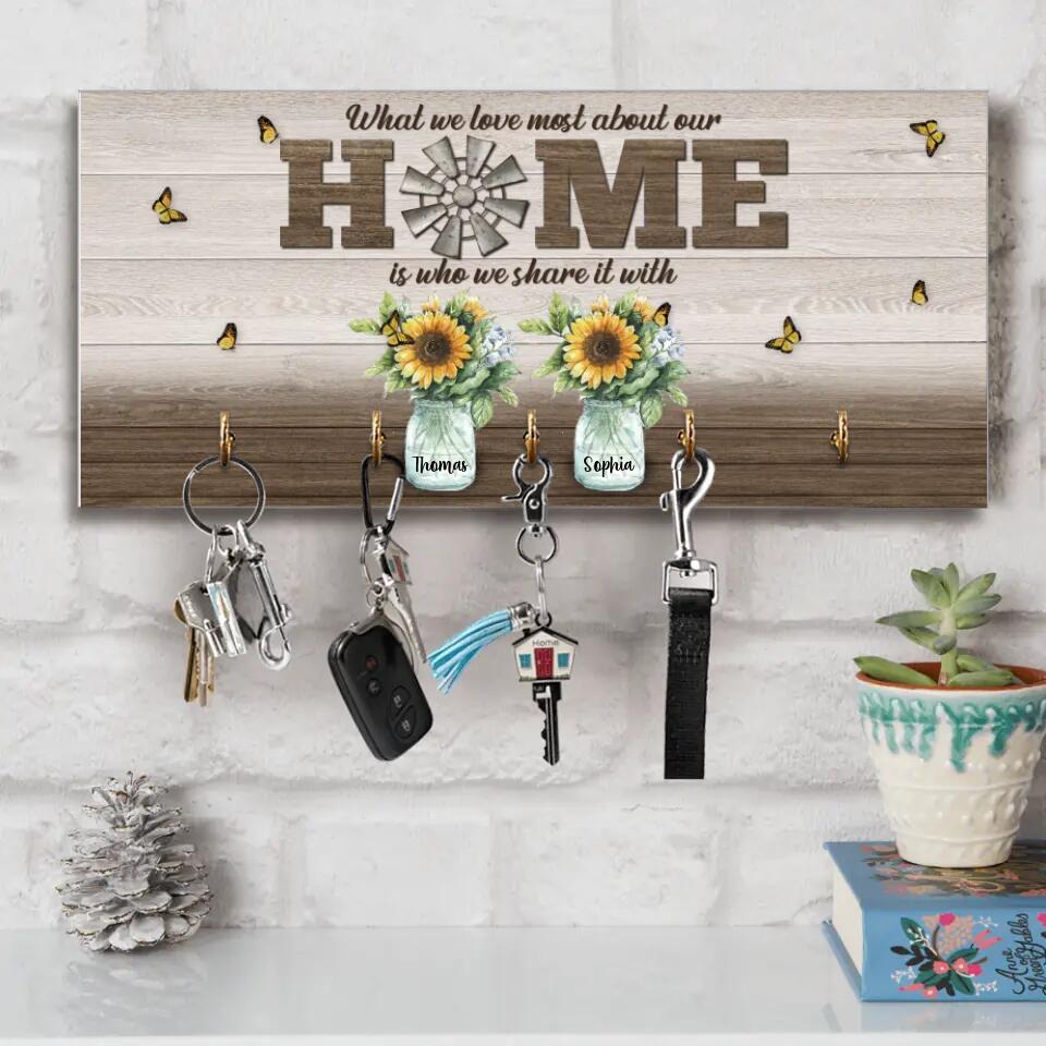 What We Love Most About Our Home - Personalized Key Holder - Gift For Family